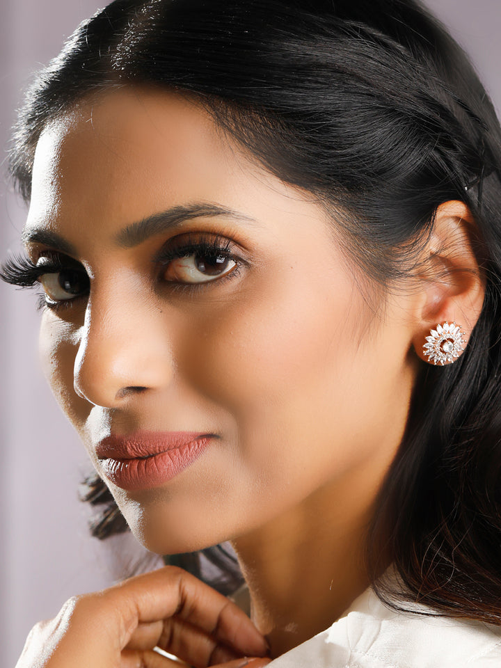 Blooming Flower Rose Gold Studs