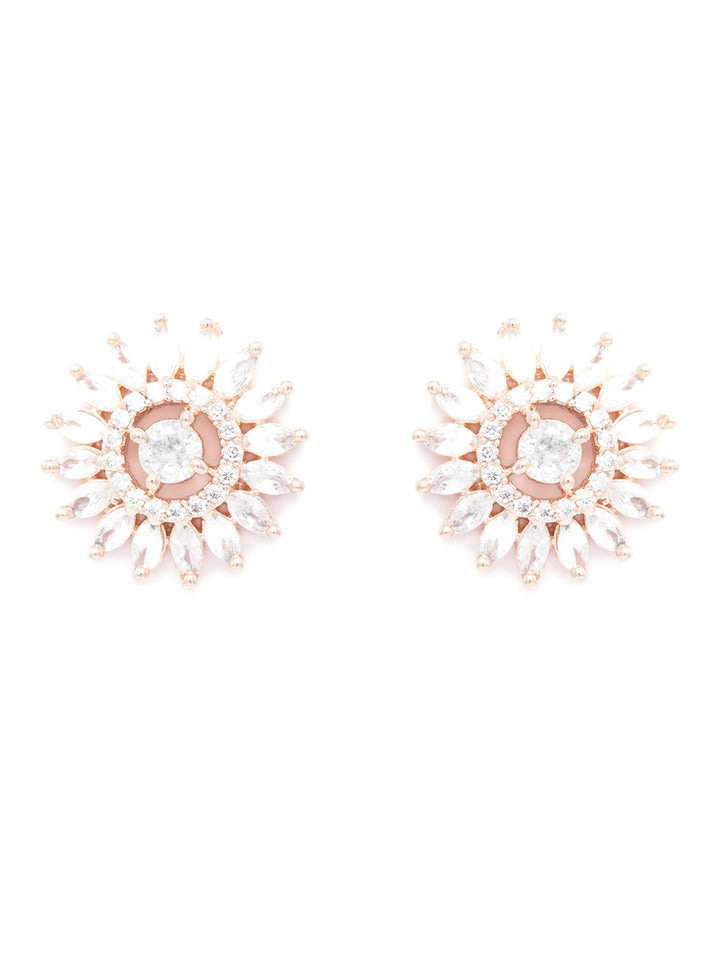 Blooming Flower Rose Gold Studs