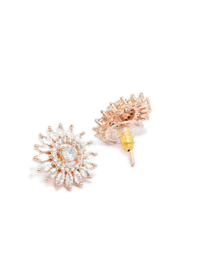 Blooming Flower Rose Gold Studs