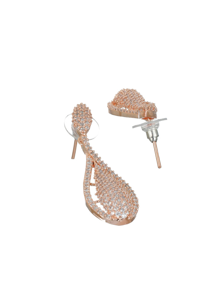 Priyaasi Elegant AD Rose Gold-Plated Drop Earrings