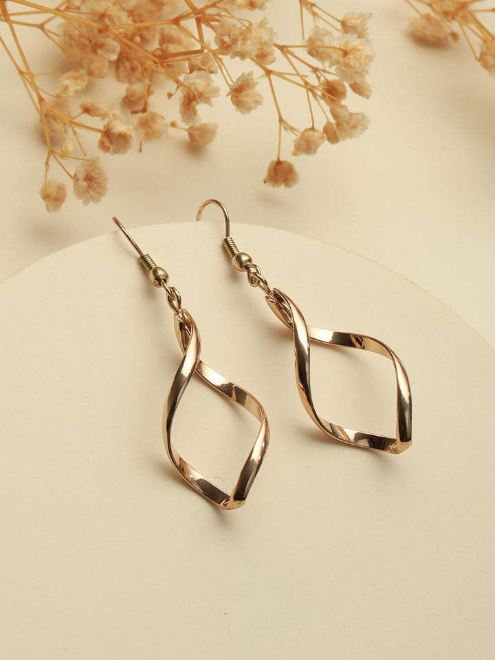Stylish Twisted Shine Gold-Plated Drop Earrings