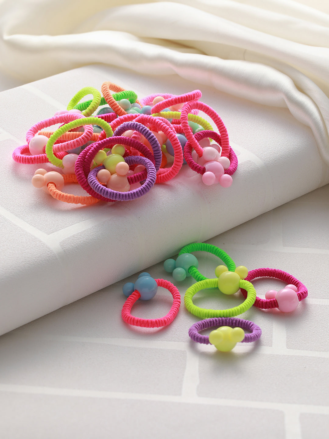 Pack of 100 Cute Multicolor Elastic Rubber Band Hair Ties Priyaasi