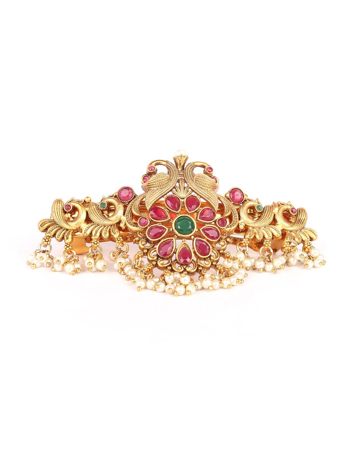 Rang Reet - Kemp Stone Beads Gold Plated Claw Clip Hair Accessory
