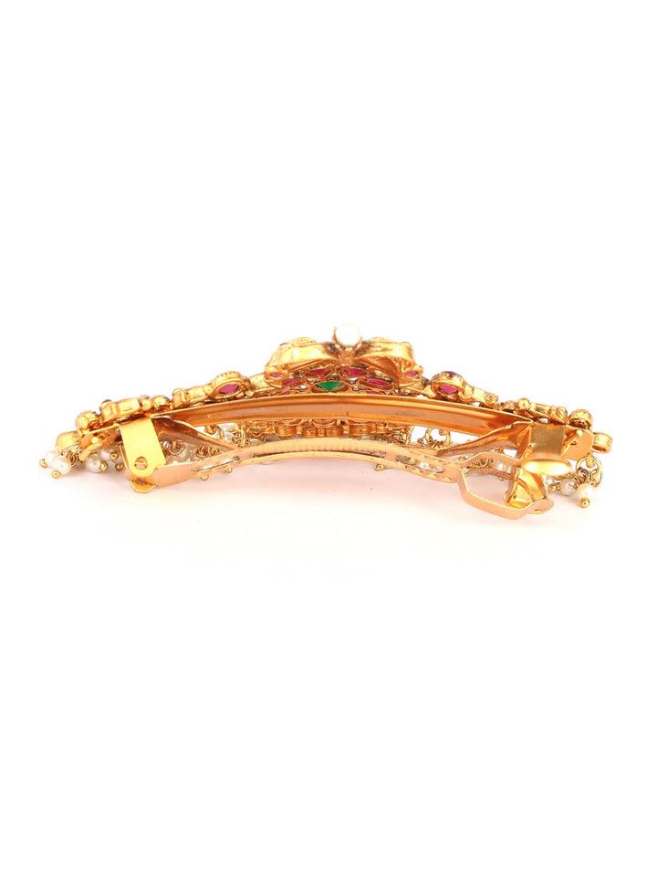 Rang Reet - Kemp Stone Beads Gold Plated Claw Clip Hair Accessory