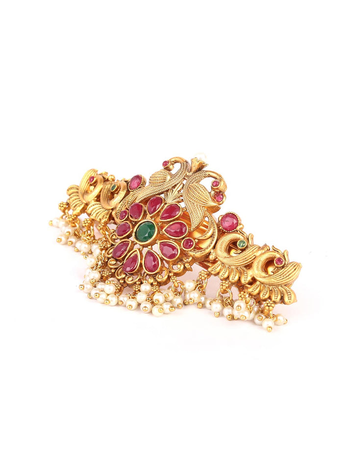 Rang Reet - Kemp Stone Beads Gold Plated Claw Clip Hair Accessory