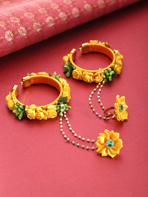 Floral Design Yellow Colour Handcrafted Fancy Hathphool
