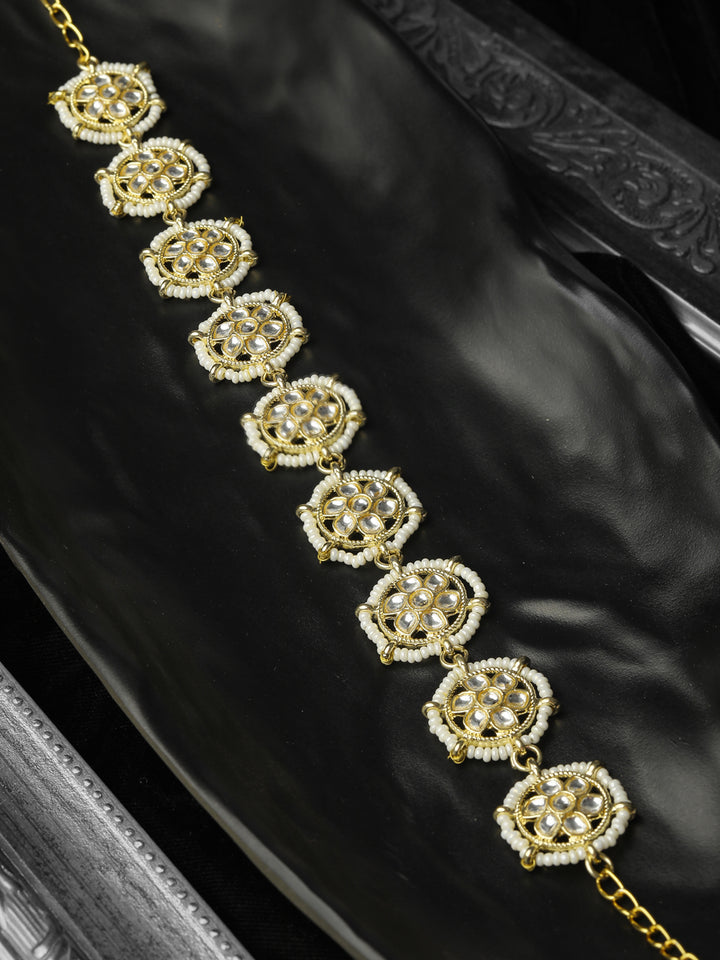Priyaasi Kundan Gold Plated Floral Mathapatti