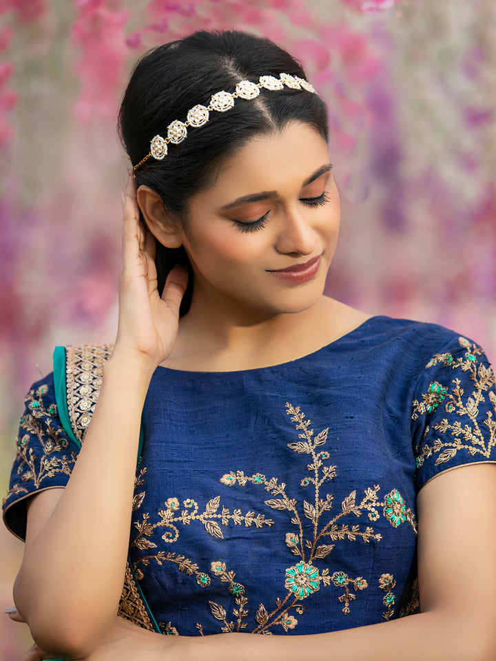 Priyaasi Kundan Gold Plated Floral Mathapatti