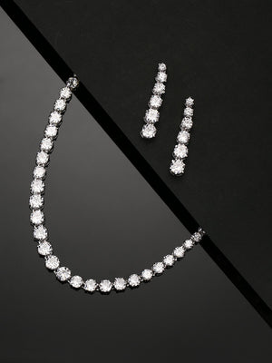 Moon Shine-American Diamond Silver Plated Jewellery Set