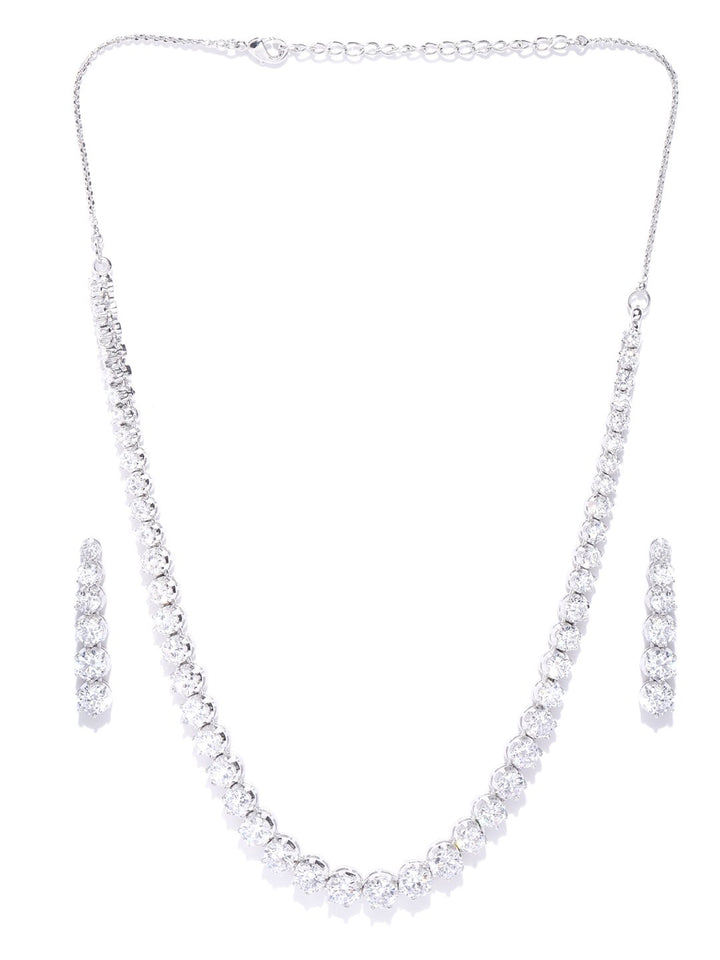 Moon Shine-American Diamond Silver Plated Jewellery Set