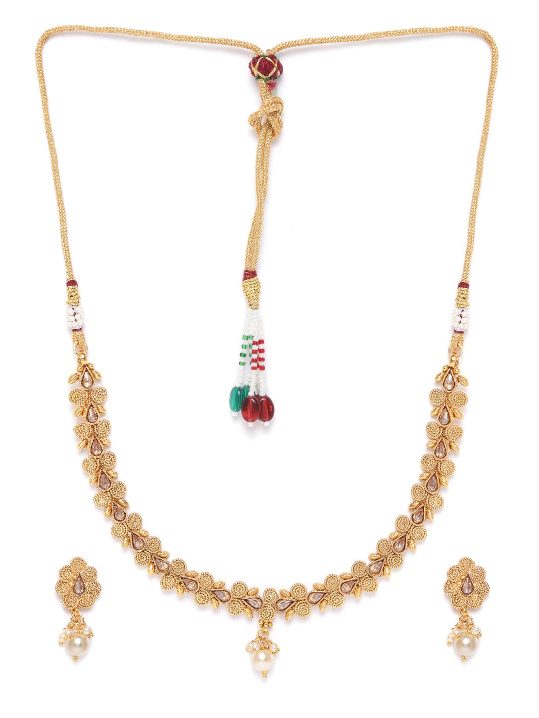 Pearls Beads Floral Jewellery Set