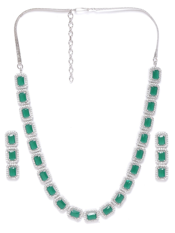 Emerald Delight - Green American Diamond Jewellery Set