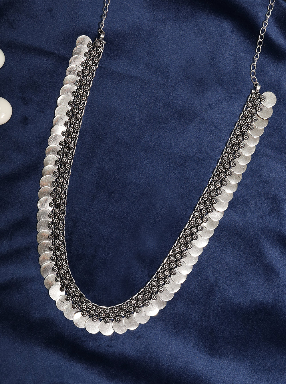 German Silver Oxidised Coin Necklace – Priyaasi