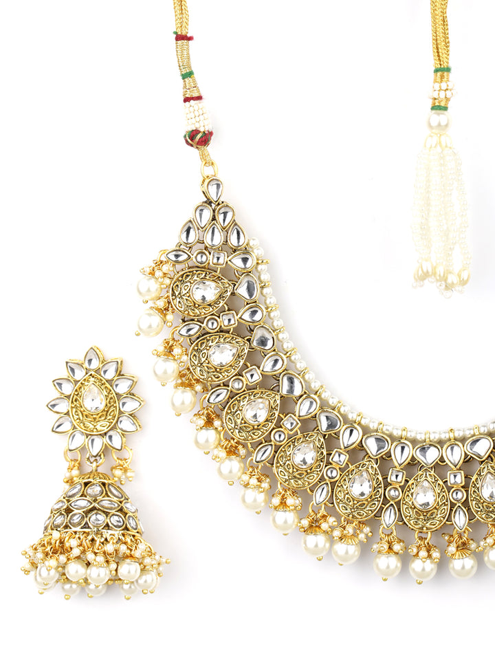 Kundan Pearls Beads Gold Plated Traditional Jewellery Set