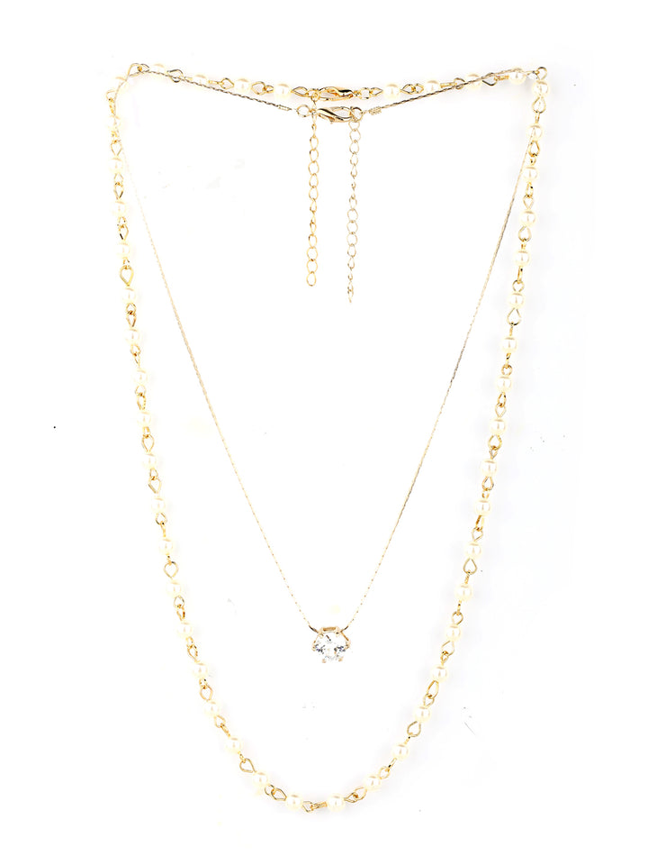 Gold Plated Stones & Beads Pendant Necklace
