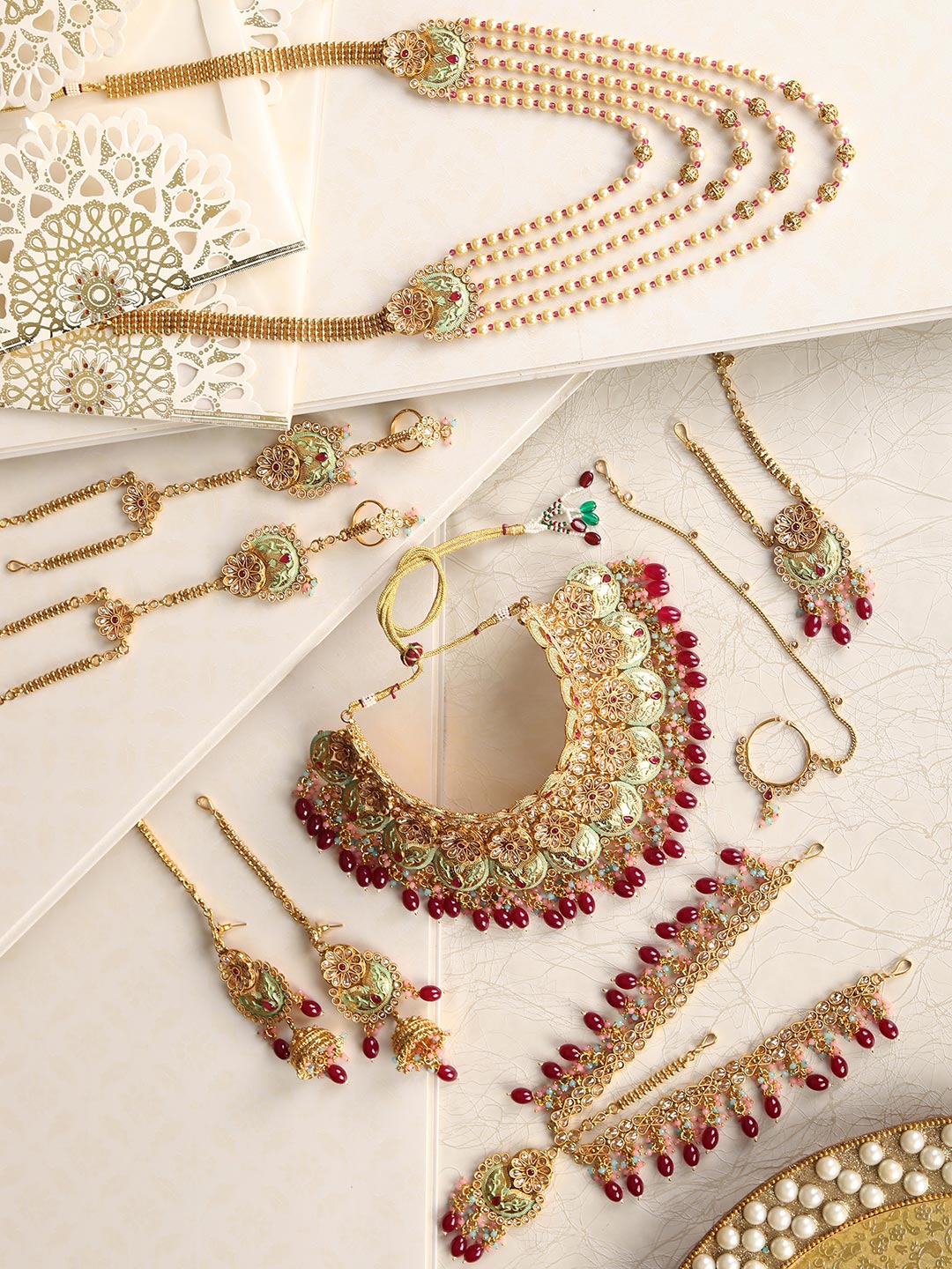 Bridal ruby 2024 jewellery set