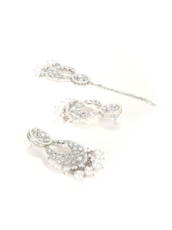 Kundan Pearls Beads Silver Plated Choker Set with MaangTikka