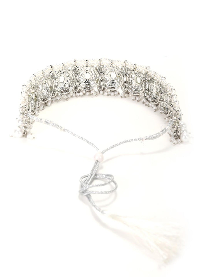 Kundan Pearls Beads Silver Plated Choker Set with MaangTikka