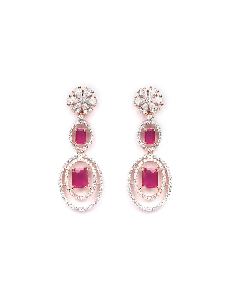Ruby Roll - Pink American Diamond Rose Gold-Plated Jewellery Set