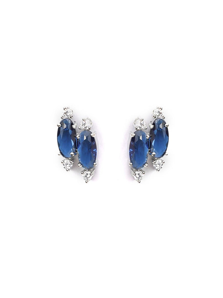Blue American Diamond Silver Plated Jewellery Set