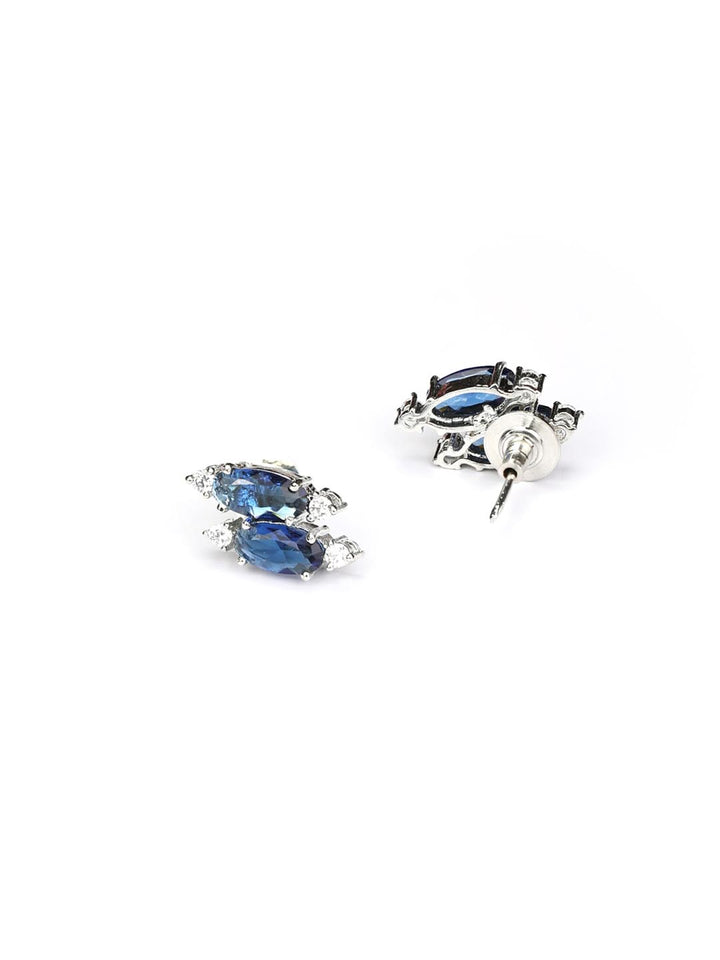 Blue American Diamond Silver Plated Jewellery Set