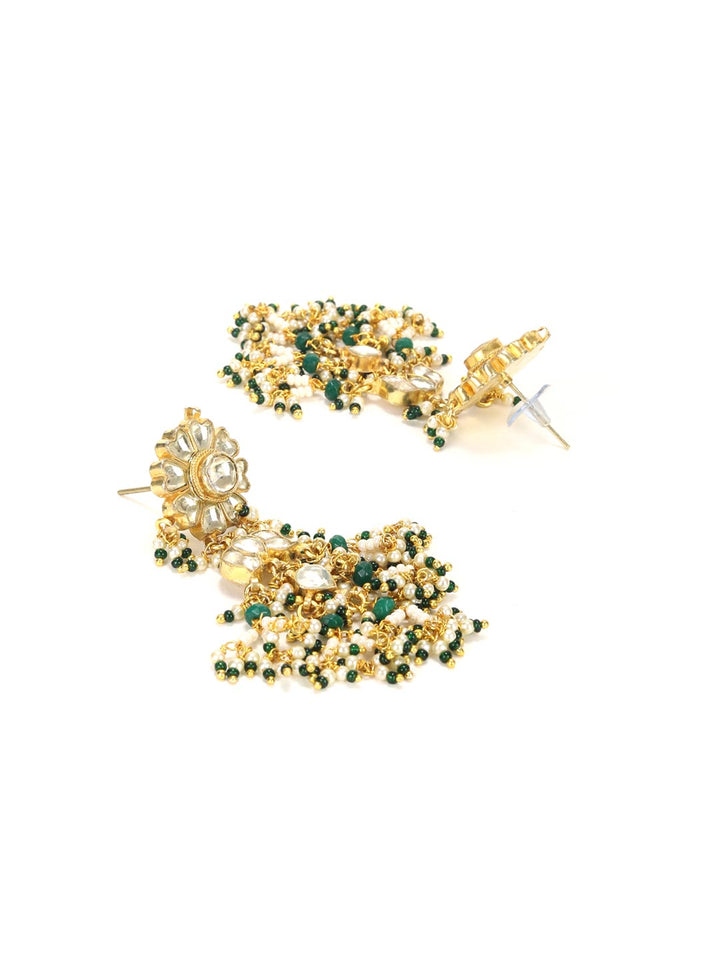 Chunky Tale - Pachi Kundan White Beads Gold Plated Jewellery Set