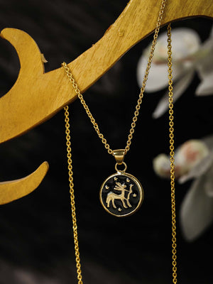 Swagy Sagittarius - Zodiac Sign Black Gold Plated Necklace