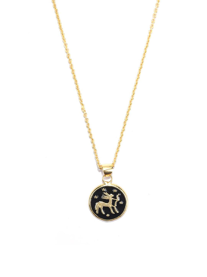 Swagy Sagittarius - Zodiac Sign Black Gold Plated Necklace