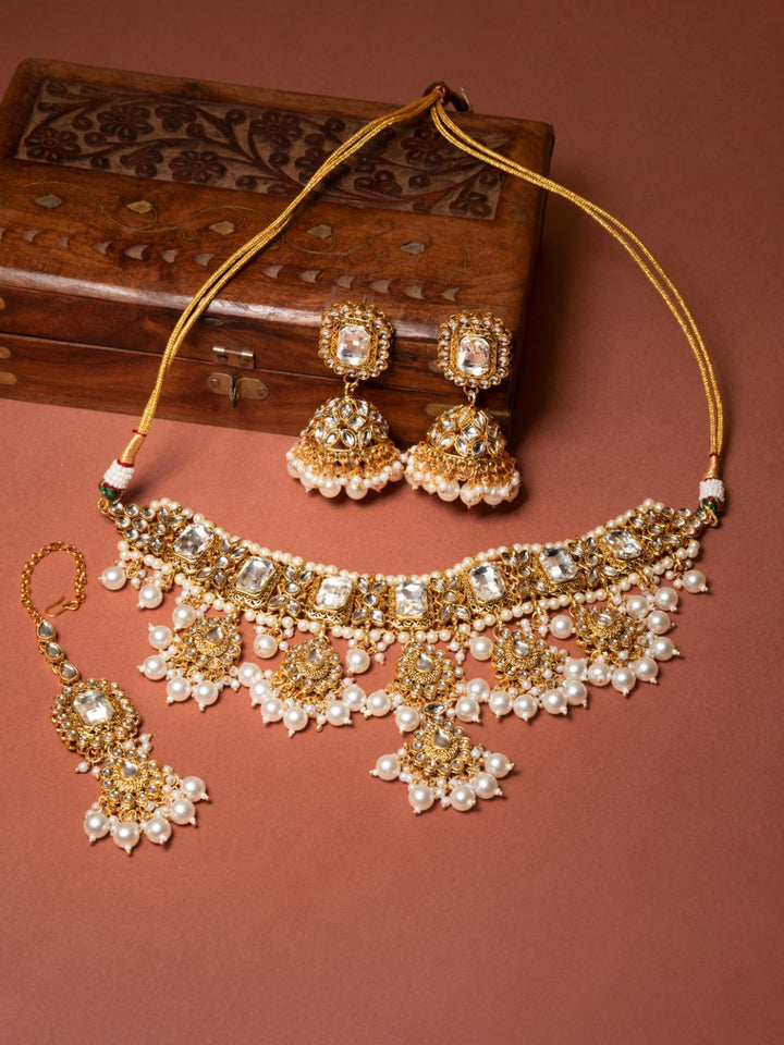 Pearls Gold Plated Choker Set with MaangTikka