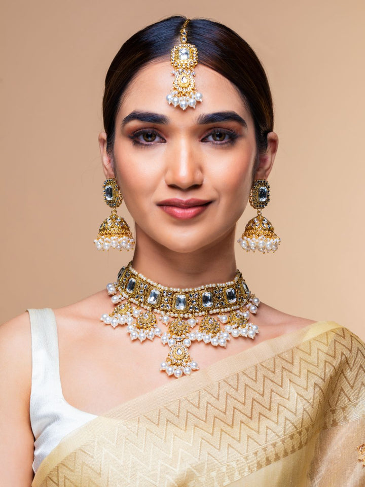 Pearls Gold Plated Choker Set with MaangTikka