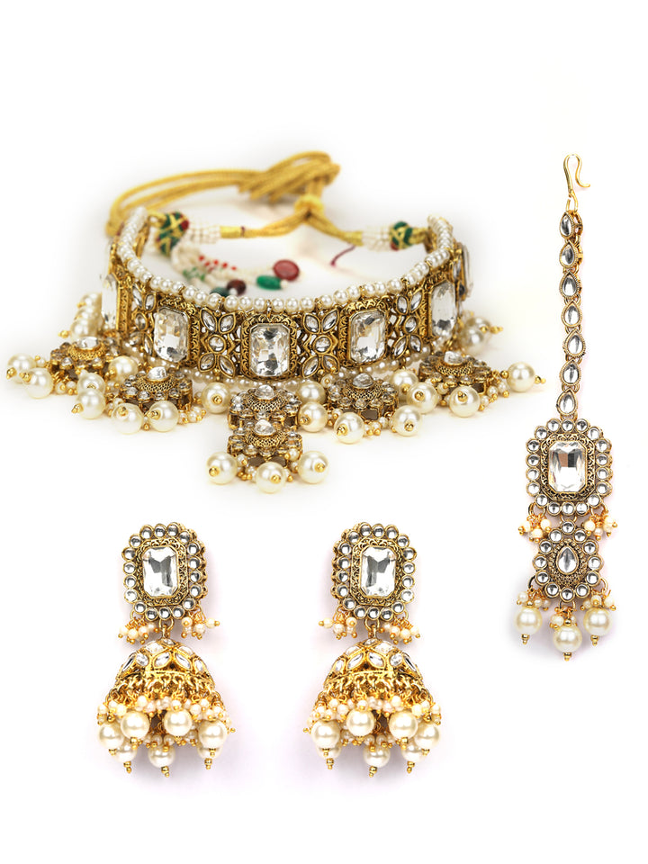 Pearls Gold Plated Choker Set with MaangTikka