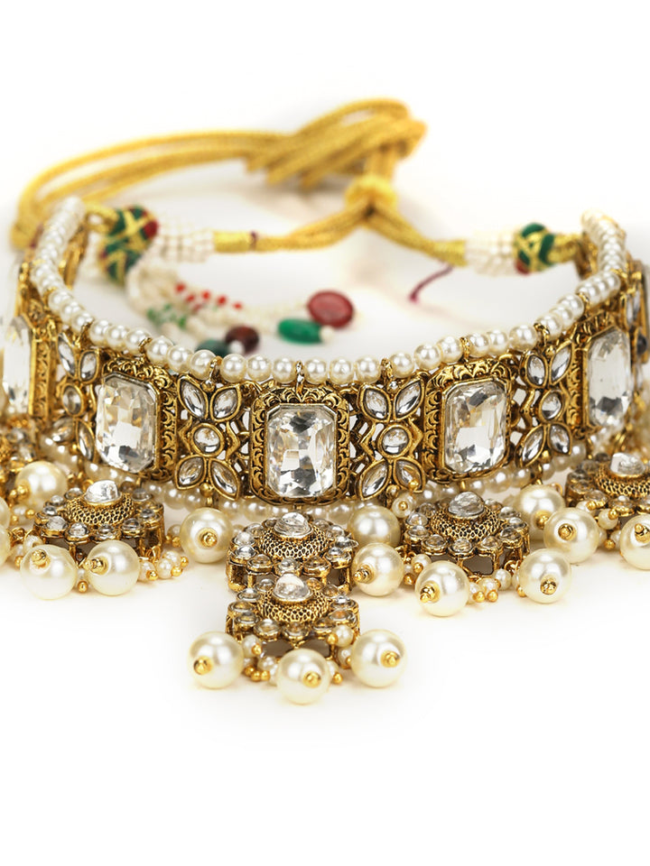 Pearls Gold Plated Choker Set with MaangTikka