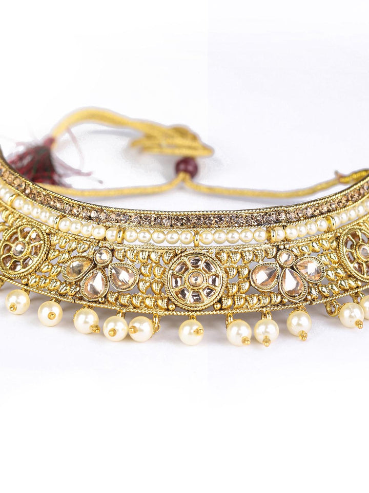 White Kundan Gold Plated Choker Set with MaangTikka