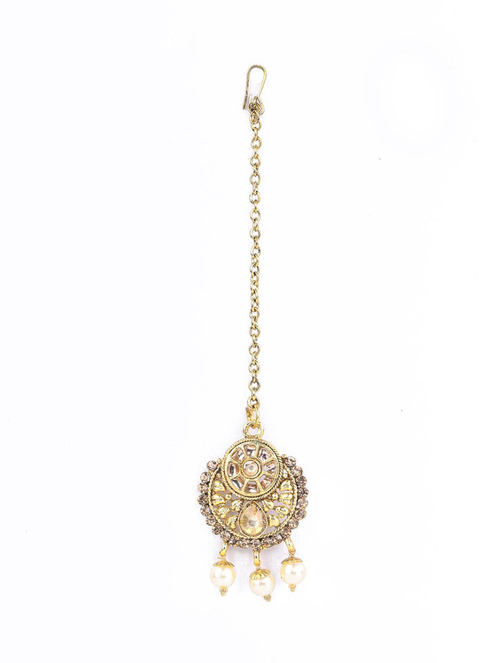 White Kundan Gold Plated Choker Set with MaangTikka