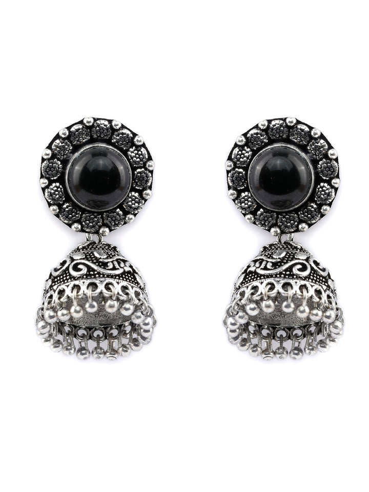 Black Stone Silver Plated Jewellery Set