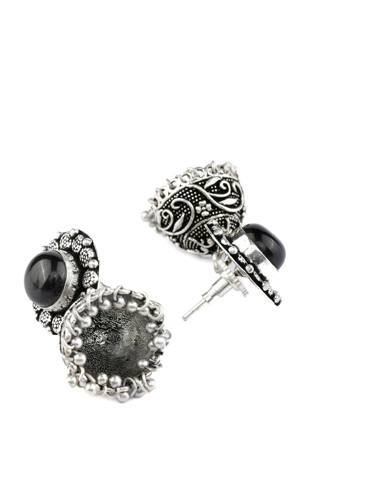 Black Stone Silver Plated Jewellery Set