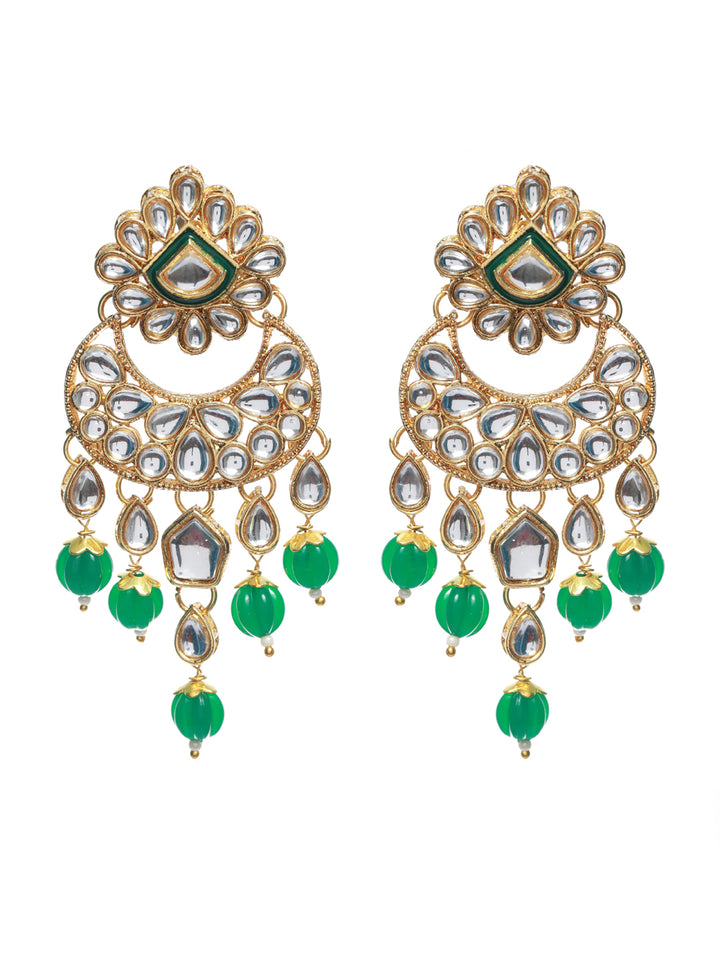 Priyaasi Kundan Green Stone Studded Gold Plated Choker Jewellery Set