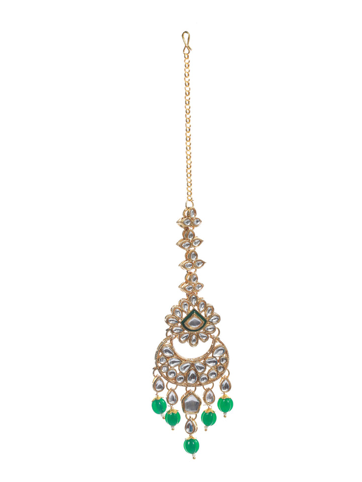Priyaasi Kundan Green Stone Studded Gold Plated Choker Jewellery Set