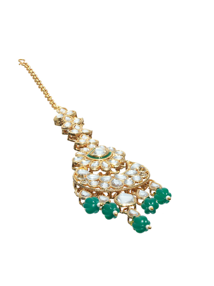 Priyaasi Kundan Green Stone Studded Gold Plated Choker Jewellery Set