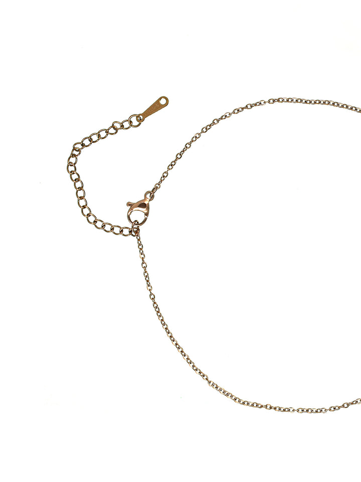 Priyaasi Purple Heart American Diamond Rose Gold Plated Necklace