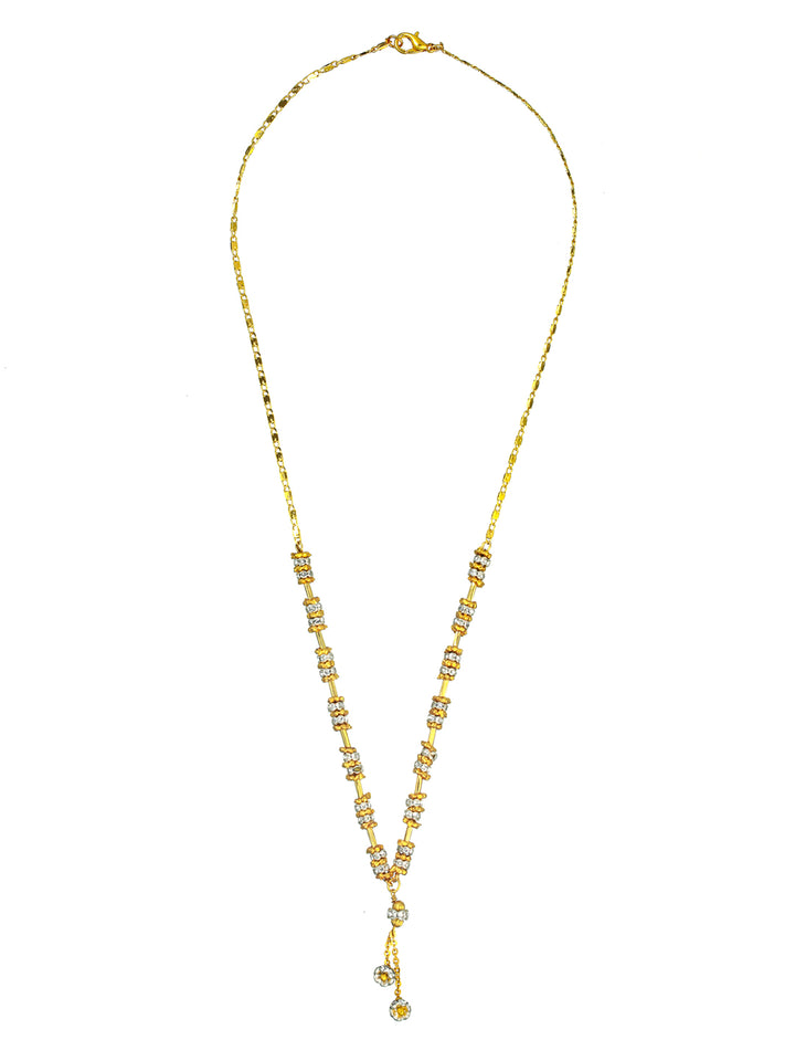 Priyaasi Stylish Rings Link American Diamond Gold Plated Necklace