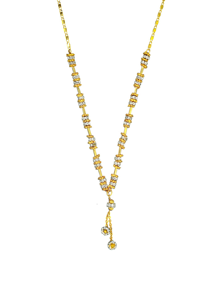 Priyaasi Stylish Rings Link American Diamond Gold Plated Necklace