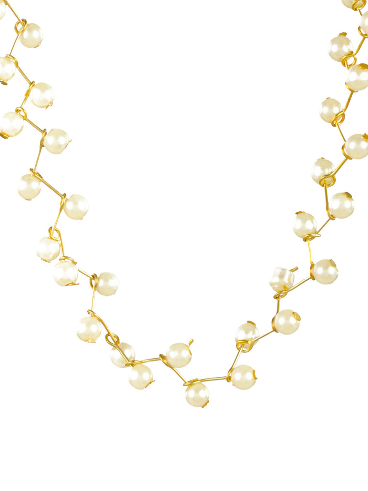 Priyaasi White Snaky Pearl Gold-Plated Choker Necklace