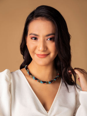 Multicolor Beaded Twist Gold-Plated Necklace