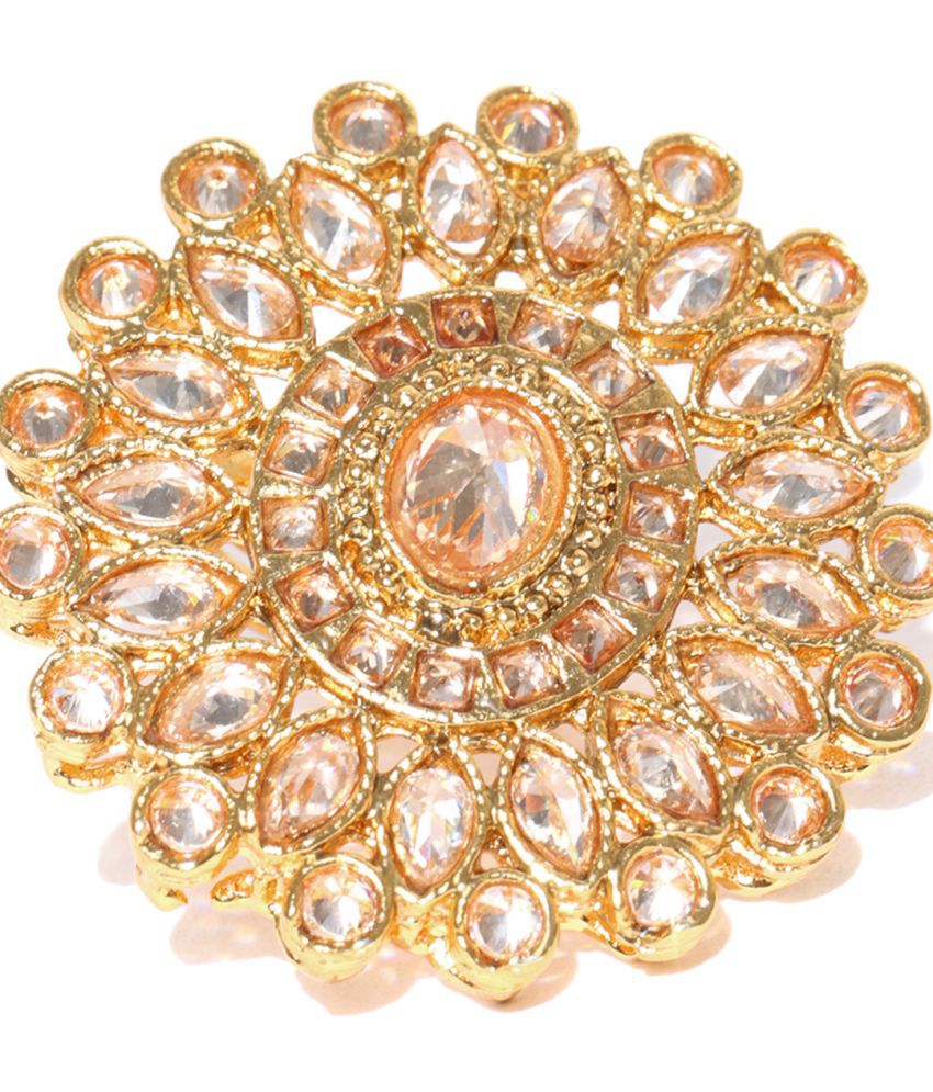 Shobha-Gold-Plated Stones Studded Adjustable Ring