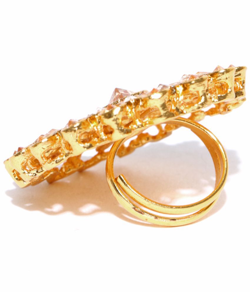 Shobha-Gold-Plated Stones Studded Adjustable Ring