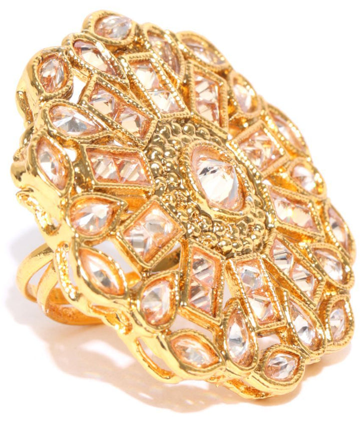 Gold Plated Kundan Statement Ring