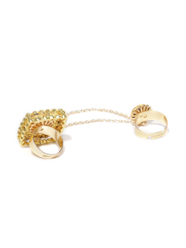 Gold Plated Dual Finger Adjustable Ring