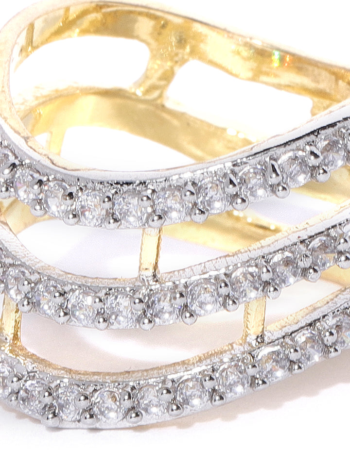 Gold-Plated American Diamond Studded Adjustable Ring