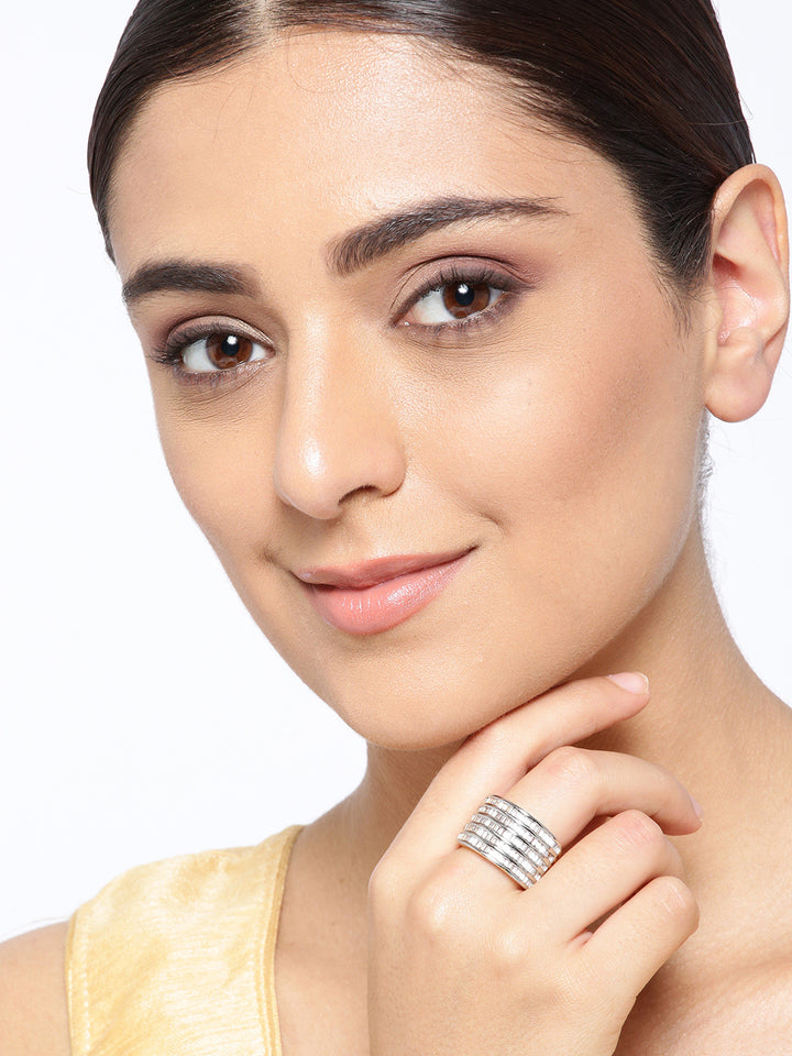 Gold-Plated American Diamond Studded Ring